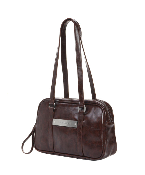 CRYSTAL LEATHER BOSTON BAG #徐睿知同款! - 5 COLORS BROWN