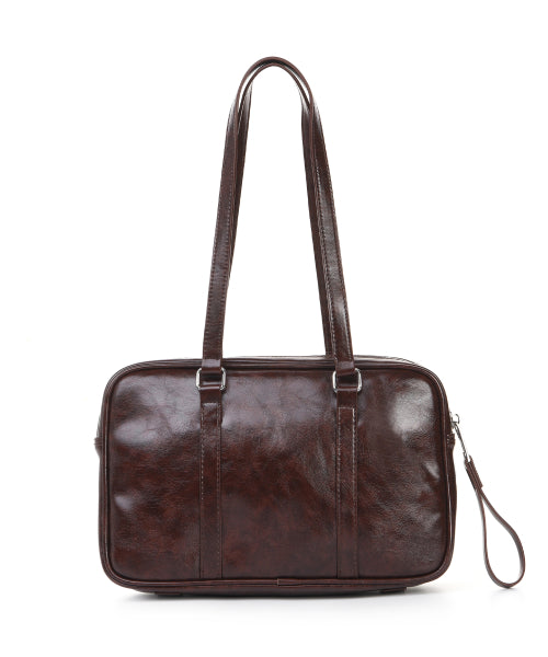 CRYSTAL LEATHER BOSTON BAG #徐睿知同款! - 5 COLORS BROWN