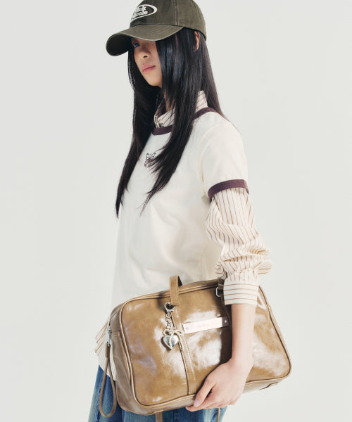 CRYSTAL LEATHER BOSTON BAG #徐睿知同款! - 5 COLORS CAMEL
