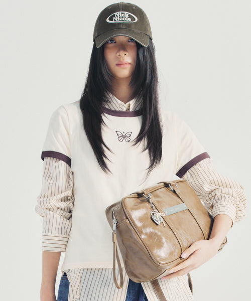 CRYSTAL LEATHER BOSTON BAG #徐睿知同款! - 5 COLORS CAMEL