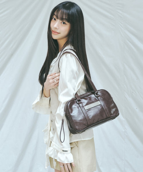 CRYSTAL LEATHER MINI BOSTON BAG #徐睿知同款! - 4 COLORS SILVER