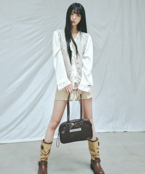 CRYSTAL LEATHER MINI BOSTON BAG #徐睿知同款! - 4 COLORS SILVER