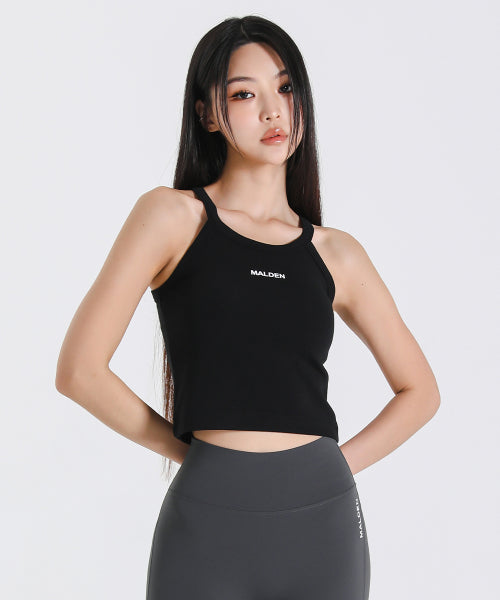 RIBBED HALTER NECK SLEEVELESS - 3 COLORS BLACK