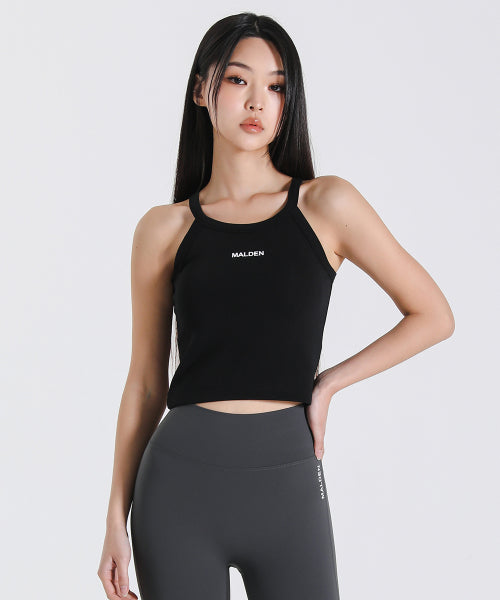 RIBBED HALTER NECK SLEEVELESS - 3 COLORS BLACK