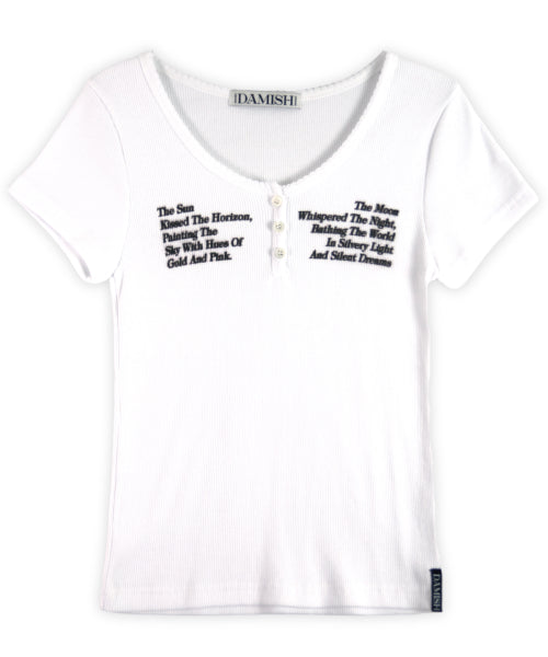 LETTERING HENLEY NECK - 2 COLORS WHITE