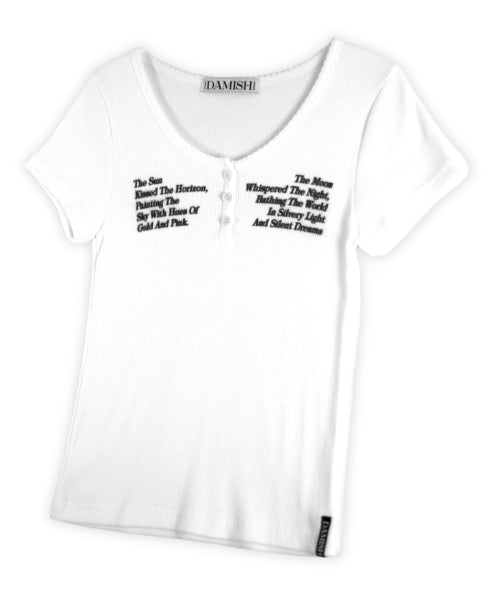 LETTERING HENLEY NECK - 2 COLORS WHITE