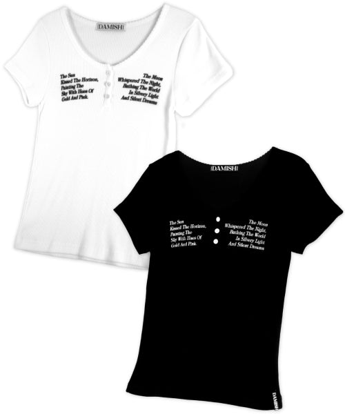 LETTERING HENLEY NECK - 2 COLORS BLACK