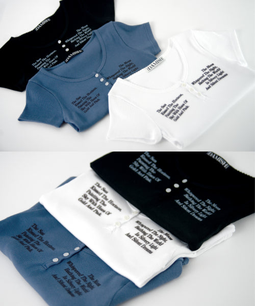 LETTERING HENLEY NECK - 2 COLORS BLACK