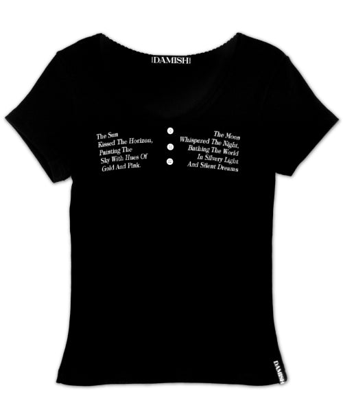 LETTERING HENLEY NECK - 2 COLORS BLACK
