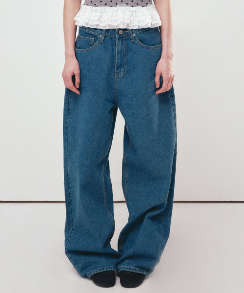 NICOLE ROSE PRINTING MINIMAL DENIM PANTS #徐睿知同款! BLUE