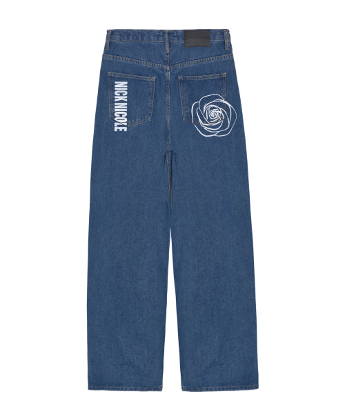 NICOLE ROSE PRINTING MINIMAL DENIM PANTS #徐睿知同款! BLUE