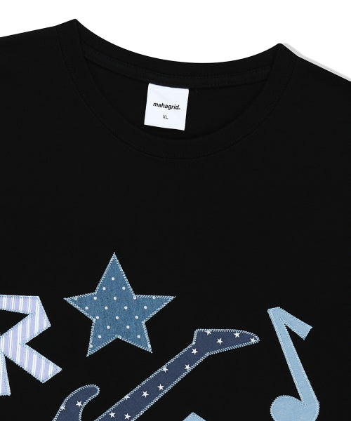 ROCK STAR APPLIQUE TEE BLACK