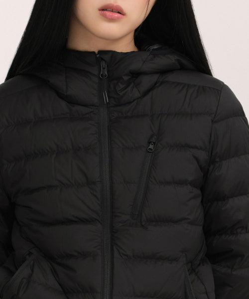 WOMENS HOODED LIGHT DOWN JACKET #韓韶禧同款! - 6 COLORS BLACK