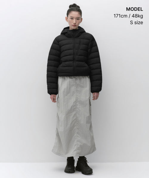 WOMENS HOODED LIGHT DOWN JACKET #韓韶禧同款! - 6 COLORS BLACK