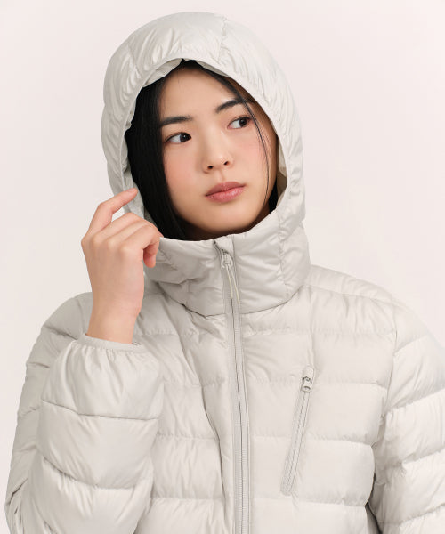 WOMENS HOODED LIGHT DOWN JACKET #韓韶禧同款! - 6 COLORS WHITE
