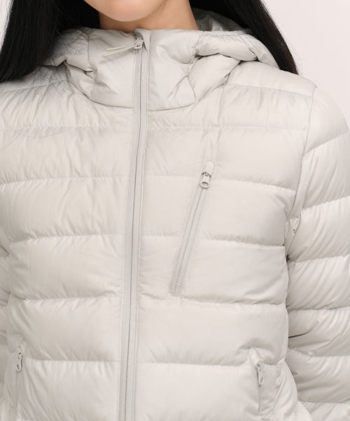 WOMENS HOODED LIGHT DOWN JACKET #韓韶禧同款! - 6 COLORS WHITE