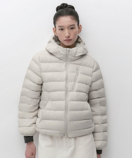 WOMENS HOODED LIGHT DOWN JACKET #韓韶禧同款! - 6 COLORS WHITE
