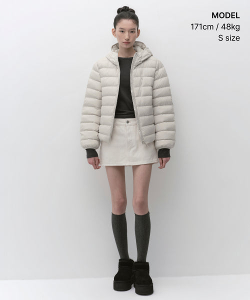 WOMENS HOODED LIGHT DOWN JACKET #韓韶禧同款! - 6 COLORS WHITE
