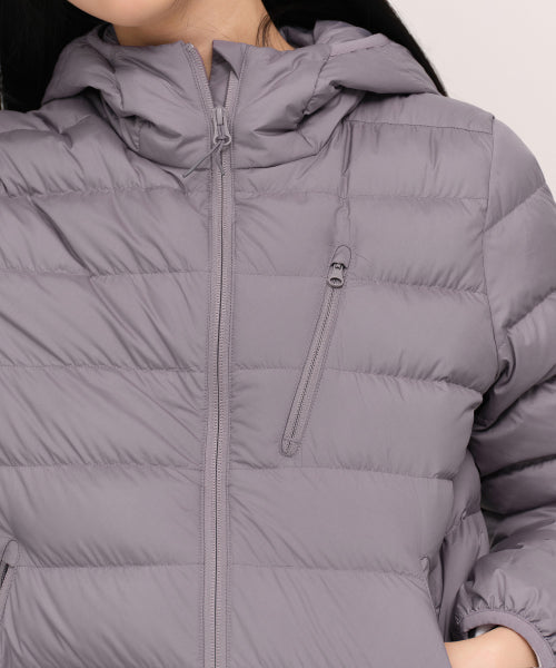 WOMENS HOODED LIGHT DOWN JACKET #韓韶禧同款! - 6 COLORS GREY