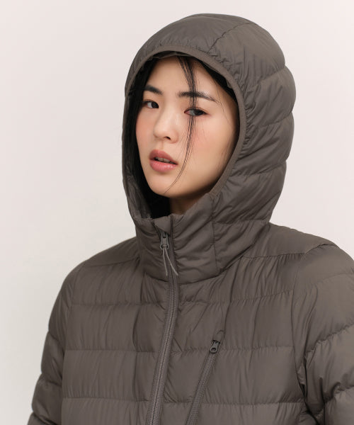 WOMENS HOODED LIGHT DOWN JACKET #韓韶禧同款! - 6 COLORS BROWN