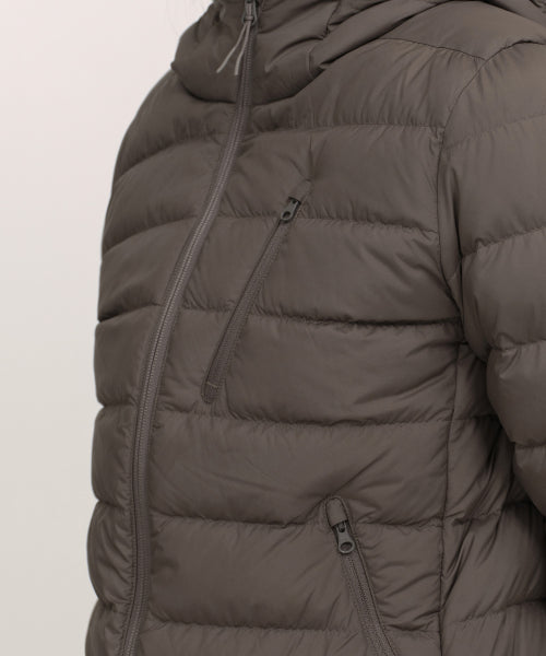 WOMENS HOODED LIGHT DOWN JACKET #韓韶禧同款! - 6 COLORS BROWN