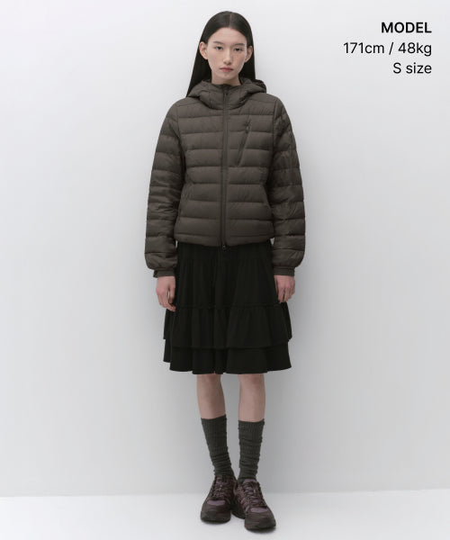 WOMENS HOODED LIGHT DOWN JACKET #韓韶禧同款! - 6 COLORS BROWN
