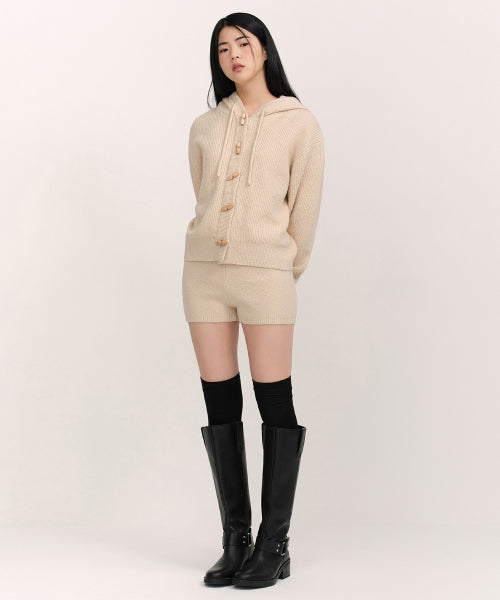 WOMENS MINI BOUCLE KNIT SHORTS #韓韶禧同款! - 3 COLORS BEIGE
