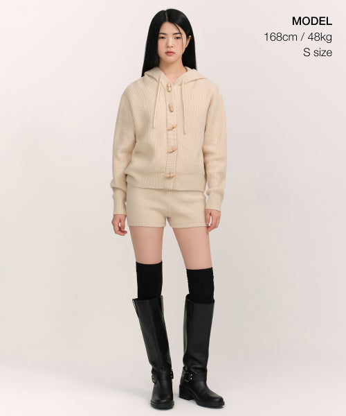WOMENS MINI BOUCLE KNIT SHORTS #韓韶禧同款! - 3 COLORS BEIGE