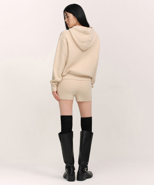 WOMENS MINI BOUCLE KNIT SHORTS #韓韶禧同款! - 3 COLORS BEIGE