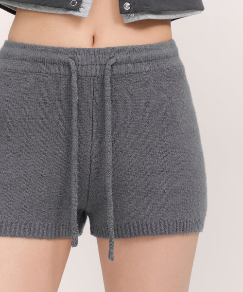 WOMENS MINI BOUCLE KNIT SHORTS #韓韶禧同款! - 3 COLORS GREY