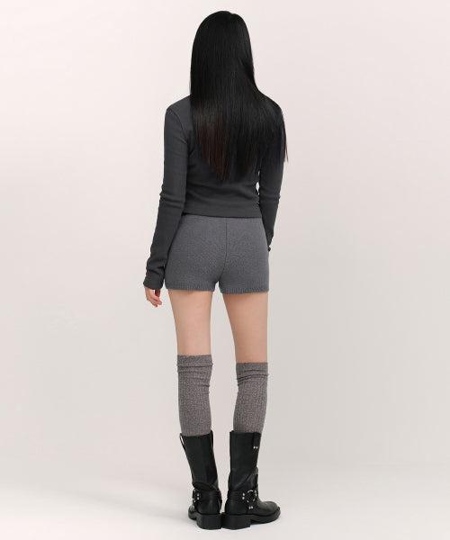 WOMENS MINI BOUCLE KNIT SHORTS #韓韶禧同款! - 3 COLORS GREY