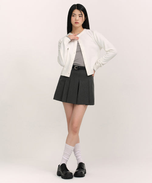 WOMEN'S ESSENTIAL ROUND NECK CARDIGAN - 9 COLORS IVORY