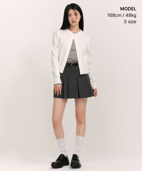 WOMEN'S ESSENTIAL ROUND NECK CARDIGAN - 9 COLORS IVORY