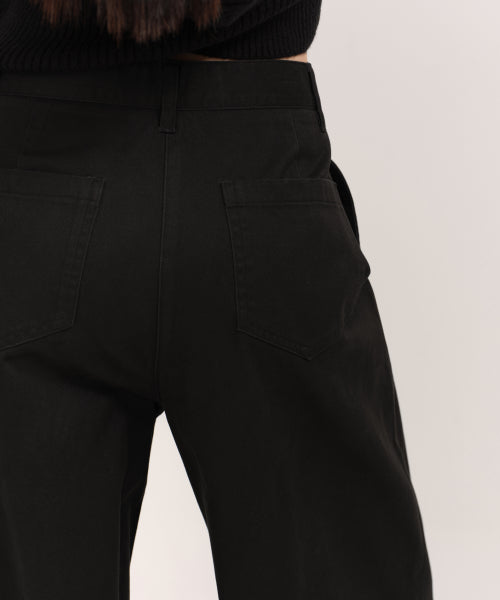 WOMENS DEEP TUCK EXTRA WIDE CHINO PANTS #韓韶禧同款! - 3 COLORS BLACK