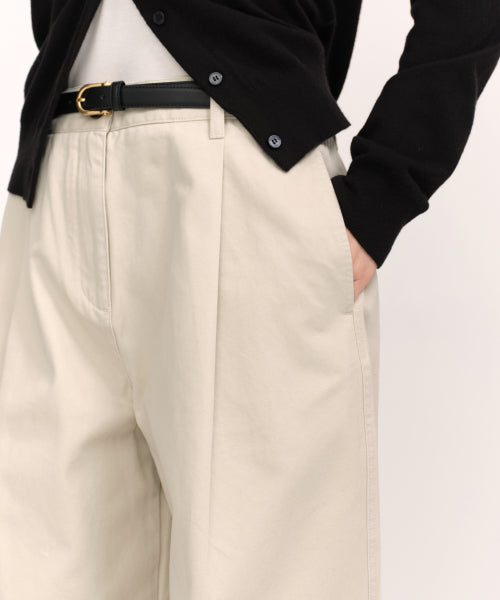 WOMENS DEEP TUCK EXTRA WIDE CHINO PANTS #韓韶禧同款! - 3 COLORS CREAM