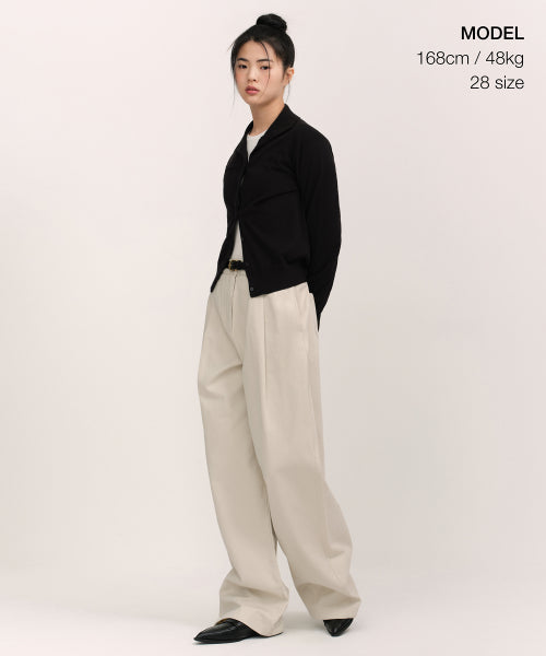 WOMENS DEEP TUCK EXTRA WIDE CHINO PANTS #韓韶禧同款! - 3 COLORS CREAM