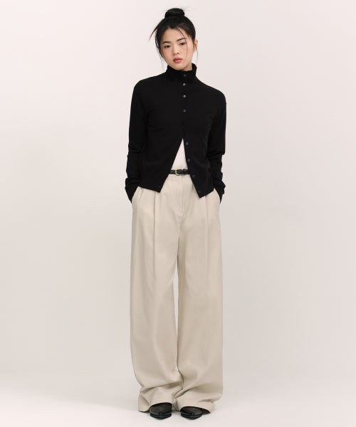 WOMENS DEEP TUCK EXTRA WIDE CHINO PANTS #韓韶禧同款! - 3 COLORS CREAM