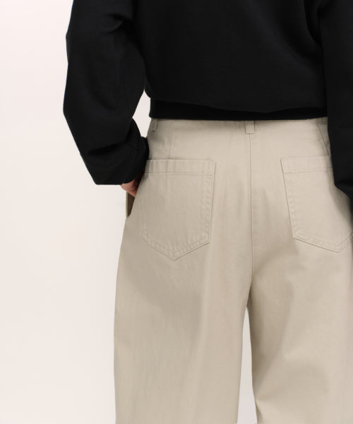 WOMENS DEEP TUCK EXTRA WIDE CHINO PANTS #韓韶禧同款! - 3 COLORS BEIGE