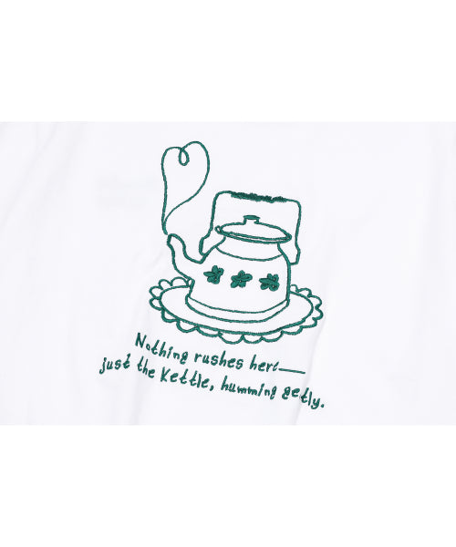 EMBROIDERY CROP SHORT SLEEVE TEE - 2 COLORS WHITE