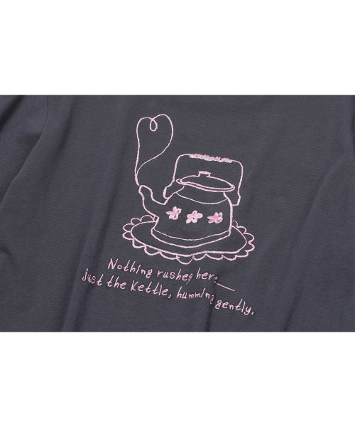 EMBROIDERY CROP SHORT SLEEVE TEE - 2 COLORS AS SHOWN