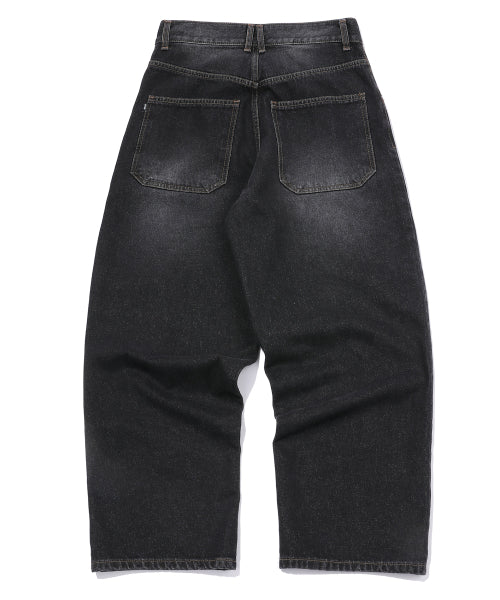 WIDE DENIM PANTS WASHED BLACK