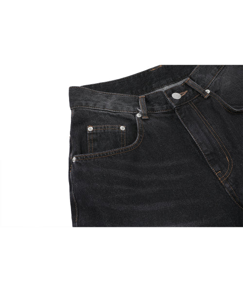 WIDE DENIM PANTS WASHED BLACK