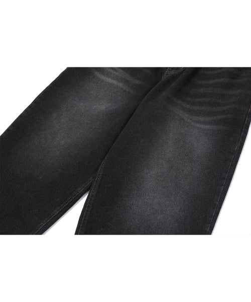 WIDE DENIM PANTS WASHED BLACK