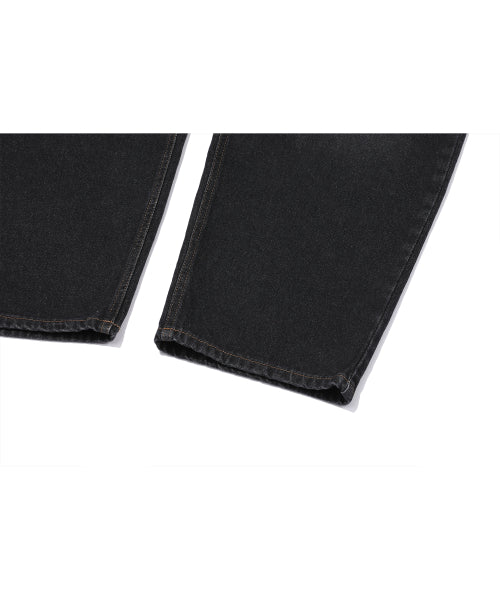 WIDE DENIM PANTS WASHED BLACK