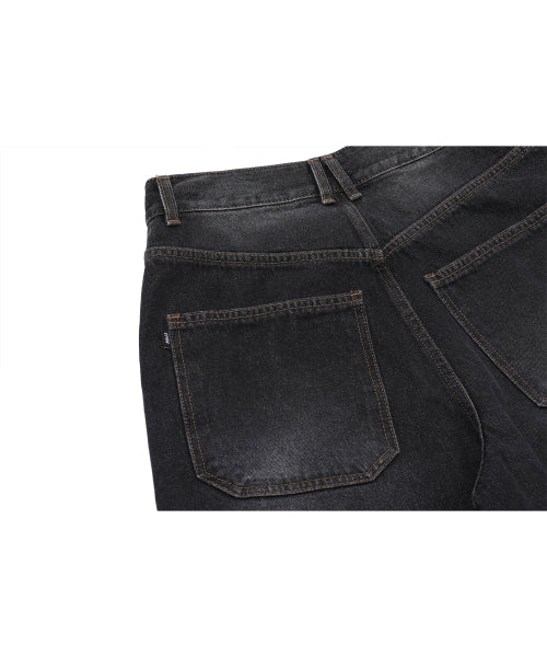 WIDE DENIM PANTS WASHED BLACK