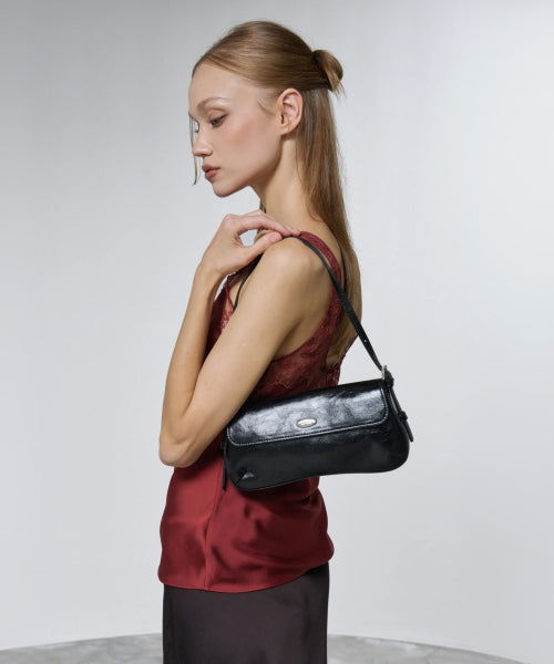 RONA FLAP SHOULDER BAG - 3 COLORS BLACK