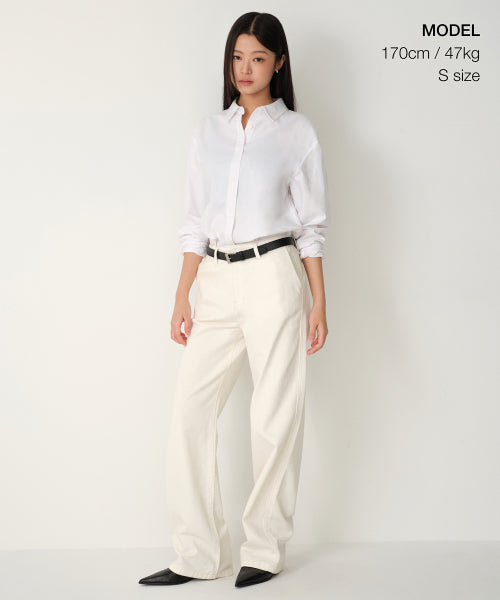 WOMENS RELAXED OXFORD SHIRT #韓韶禧同款! - 5 COLORS WHITE
