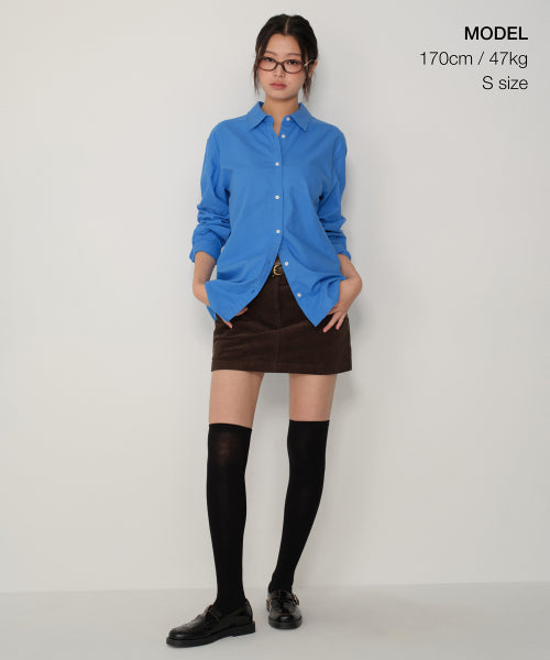 WOMENS RELAXED OXFORD SHIRT #韓韶禧同款! - 5 COLORS BLUE