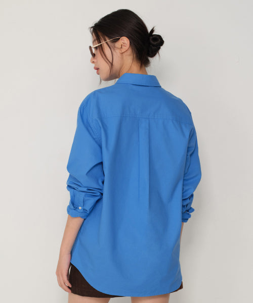 WOMENS RELAXED OXFORD SHIRT #韓韶禧同款! - 5 COLORS BLUE