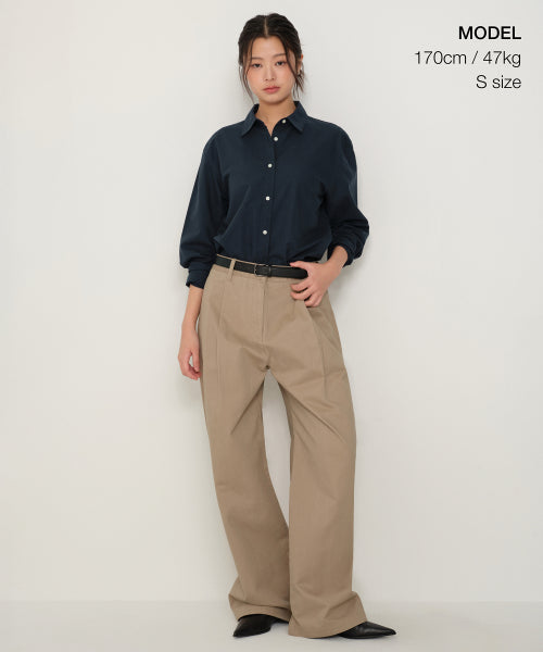 WOMENS RELAXED OXFORD SHIRT #韓韶禧同款! - 5 COLORS NAVY